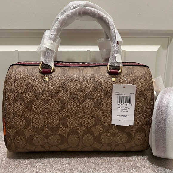 NWT Coach Rowan Satchel In Signature Canvas With Jumbo Floral Print - Picture 3 of 12